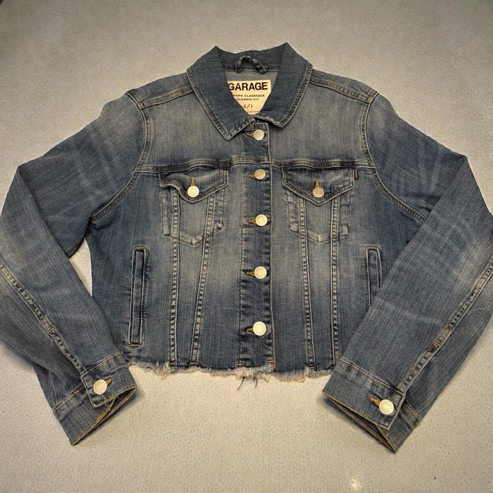 Garage Women's Cropped Denim Jacket Sz L